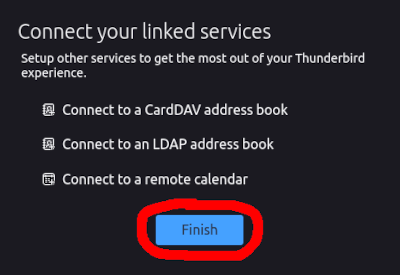 thunderbird setup finish